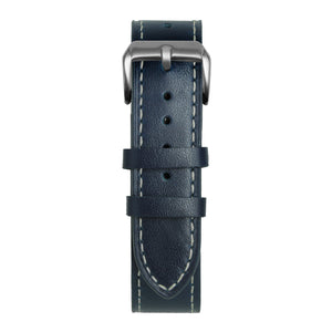 22' Blue and White Leather Strap