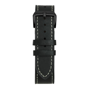 22' Black and White Leather Strap