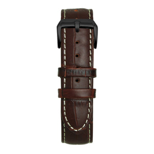 22' Dark Brown and White Bamboo Leather Strap