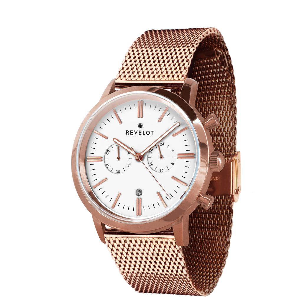 Revelot Men's Collection | R1 Classic Chronograph - Silver/Rose Gold ...