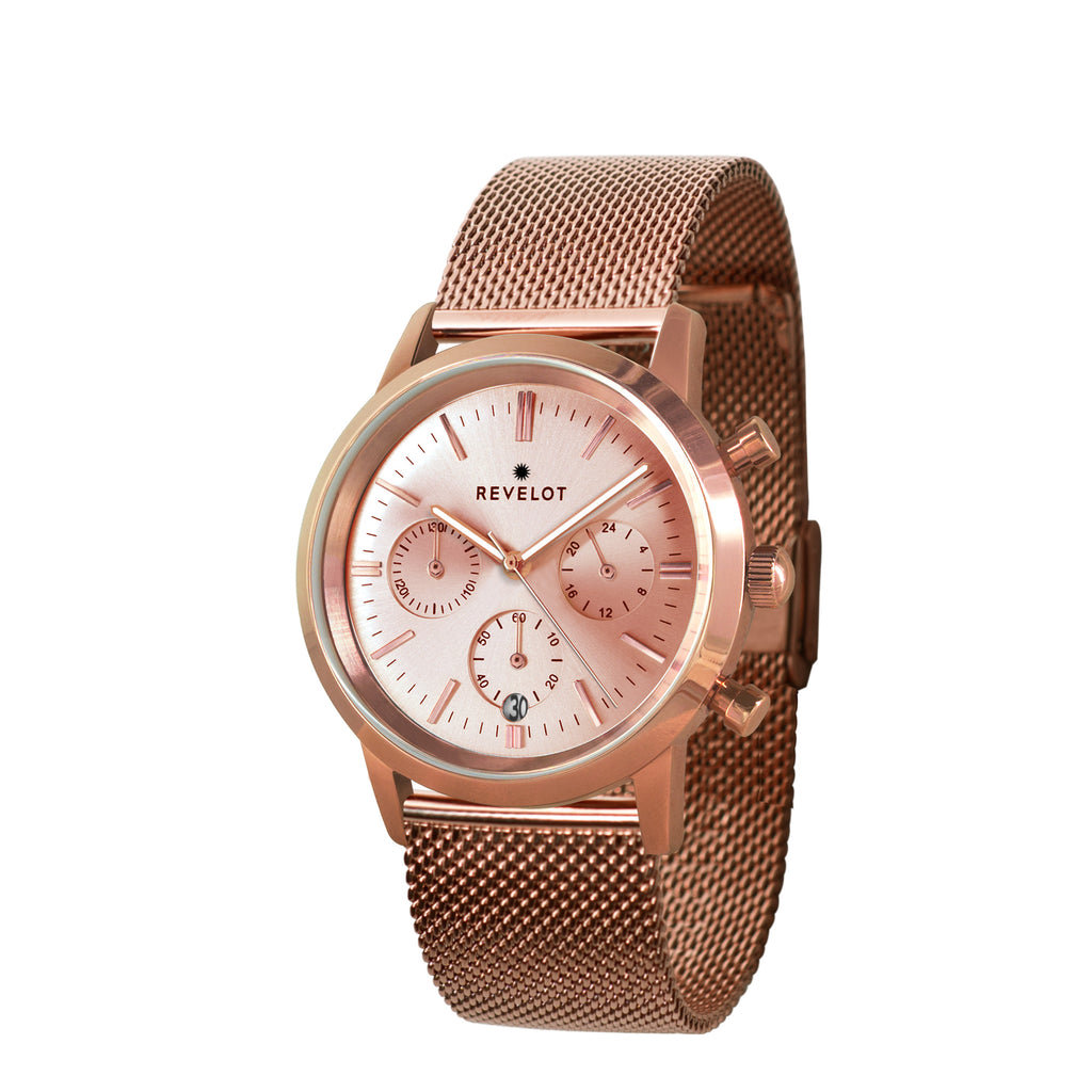 Revelot Men's Collection | R1 Classic Chronograph - Silver/Rose Gold ...