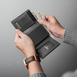 Waxed Unisex Smart Wallet / W5 (Black Edition) V2